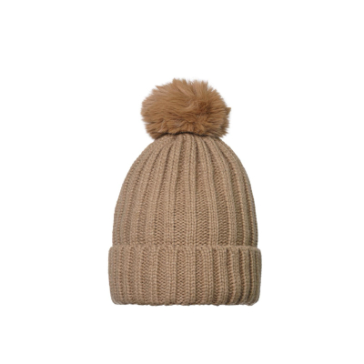 Muts met pom beige